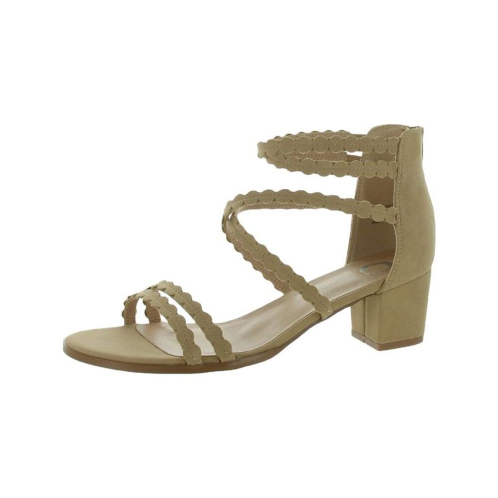 JOURNEE COLLECTION Womens Beige Strappy Jasiri Round Toe Block Heel Sandals 6.5